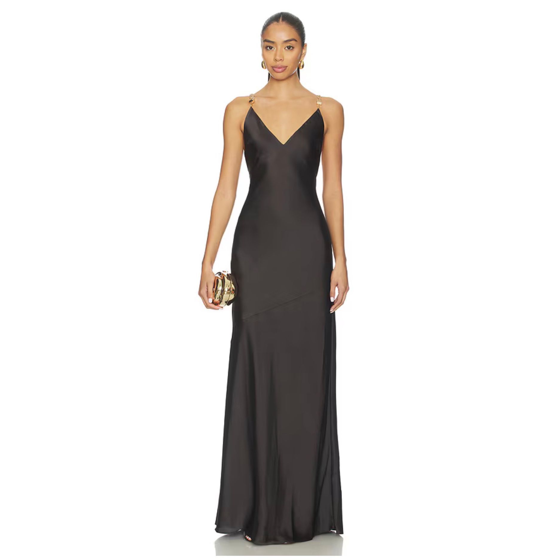L’agence Saint Beaded Strap Gown In Dark Brunette Size Us 4 $750
